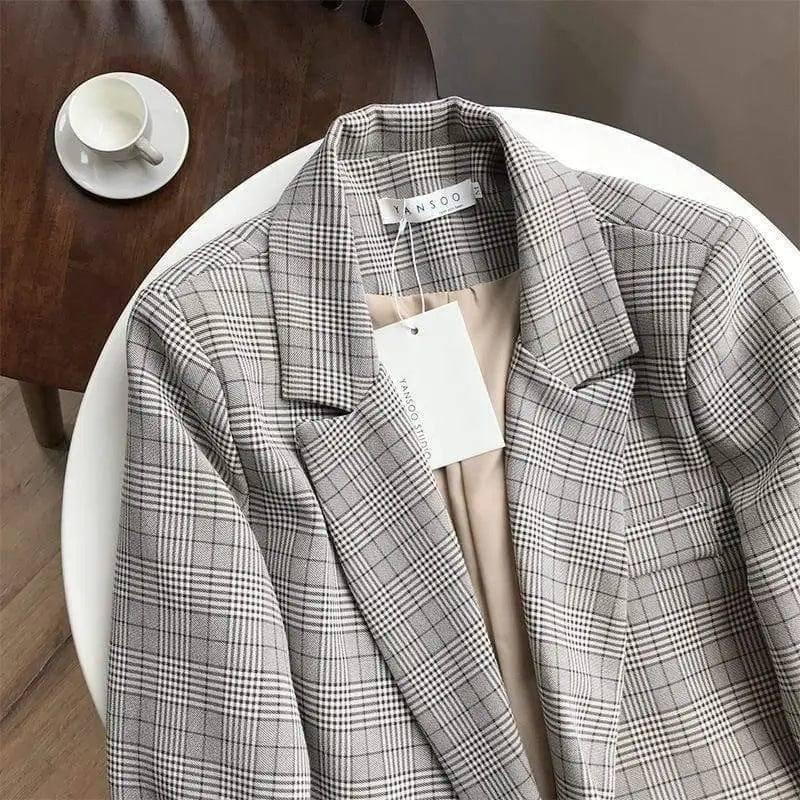 Plaid Blazer for Casual or Work Wear-Retro check-1