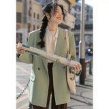 Womens Casual Blazer for Work and Daily Wear-Green and Green-2