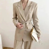 Women's Belted Business Suit Jacket-1