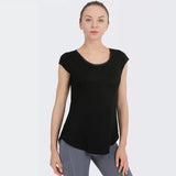 Women's Short Sleeve Casual T-Shirt-Black-1