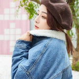 LOVEMI - Lovemi - Women's winter lamb wool denim jacket