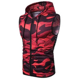 LOVEMI - Lovemi - Zipper Hooded Sleeveless Camouflage Printed