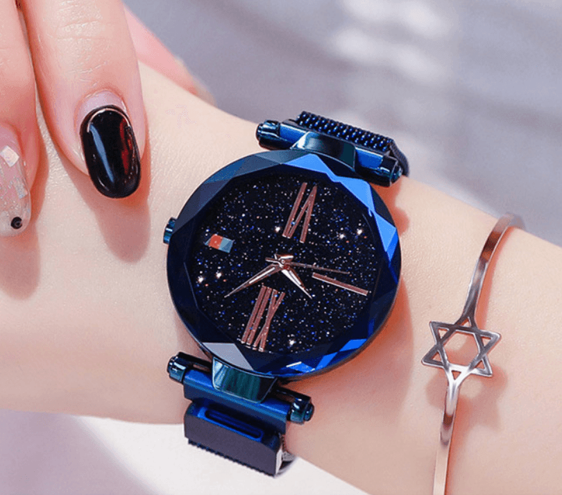 Luxury Women Watches Mesh Ladies Clock Magnet Buckle Starry-9