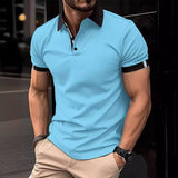 Men's Casual Button Solid Color Short Sleeves-5