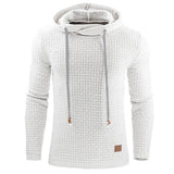 Men's Jacquard Sweater Long-sleeved Hoodie Warm Color Hooded Sweatshirt Jacket Beige / 5XL-White-3