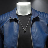 5XL Blue Leather Motorcycle Jacket for Men-4