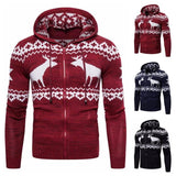 Men's Zipper Hooded Fawn Christmas Sweater-1