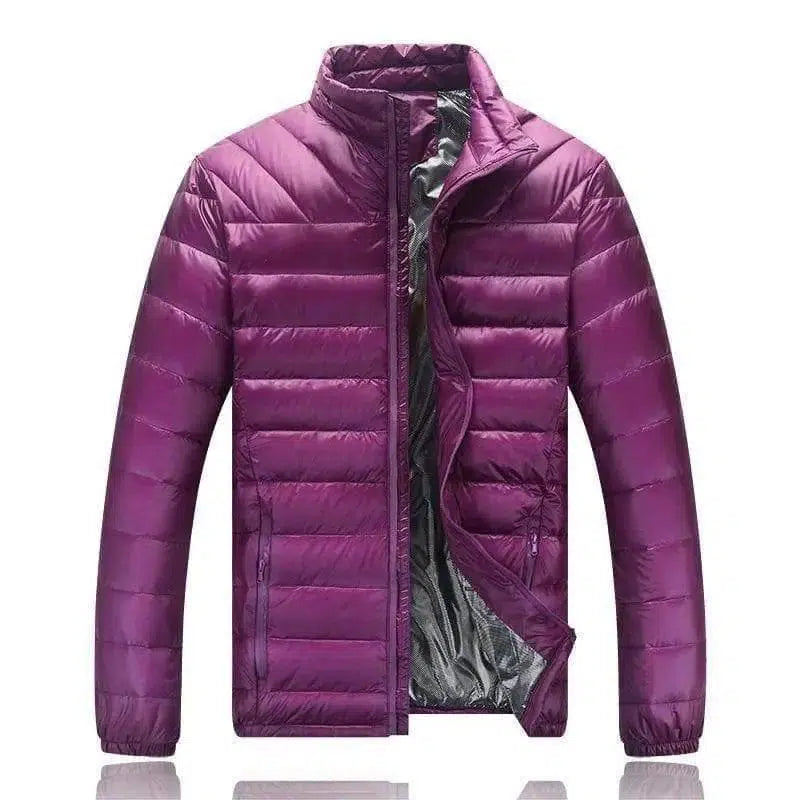 Men's light down jacket men's stand collar winter jacket XL-Purple-2