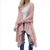 Mid Length Cardigan Thick Plush Women's Solid Color Long-6