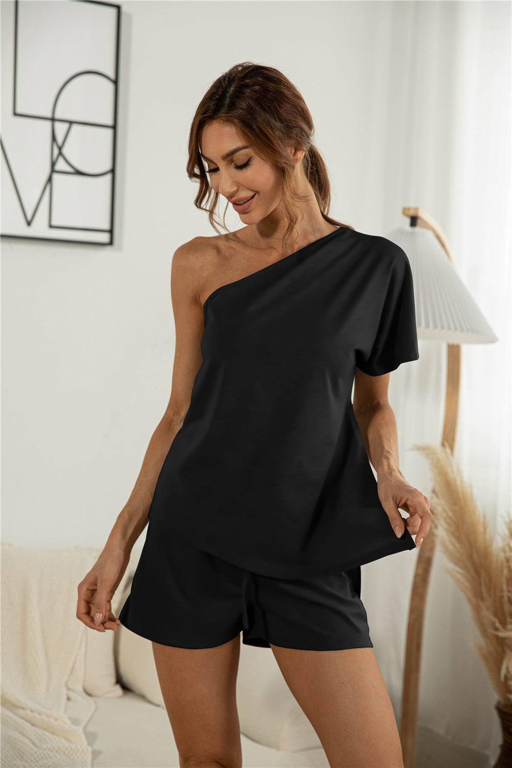 Off-the-shoulder Short Sleeve Sloping-shoulder Off-10