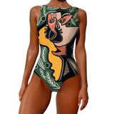 One-piece Fashion Vintage Abstract Print Lady Swimsuit Women-2style-13