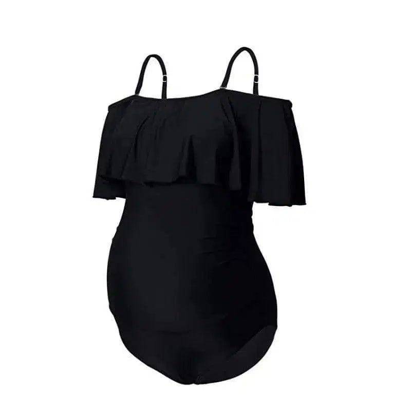 One-piece Pregnant Women's Solid Color Plus Size Flashing-Black-2