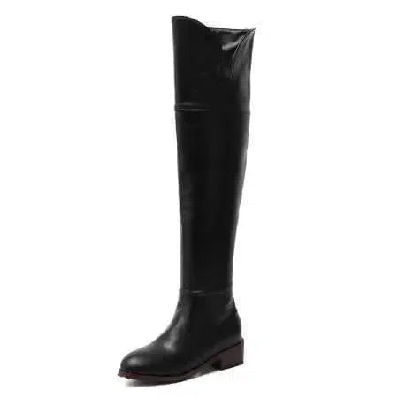 Over Knee Thigh High Boots Women Flat Low Heels Women Shoes-Black-8