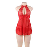 Oversized Sexy Lingerie Sexy Halter Suspender Nightdress-Red-2