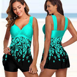 Plus Size Two Pieces Swimsuits Swimwear Women Flower Print-4