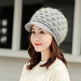 Plush thick warm ear protection scarf hat-Lightgray-7