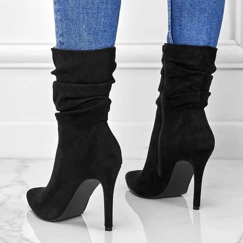 Pointed Toe Stiletto Heel Ankle Boots For Women Side Zipper-4