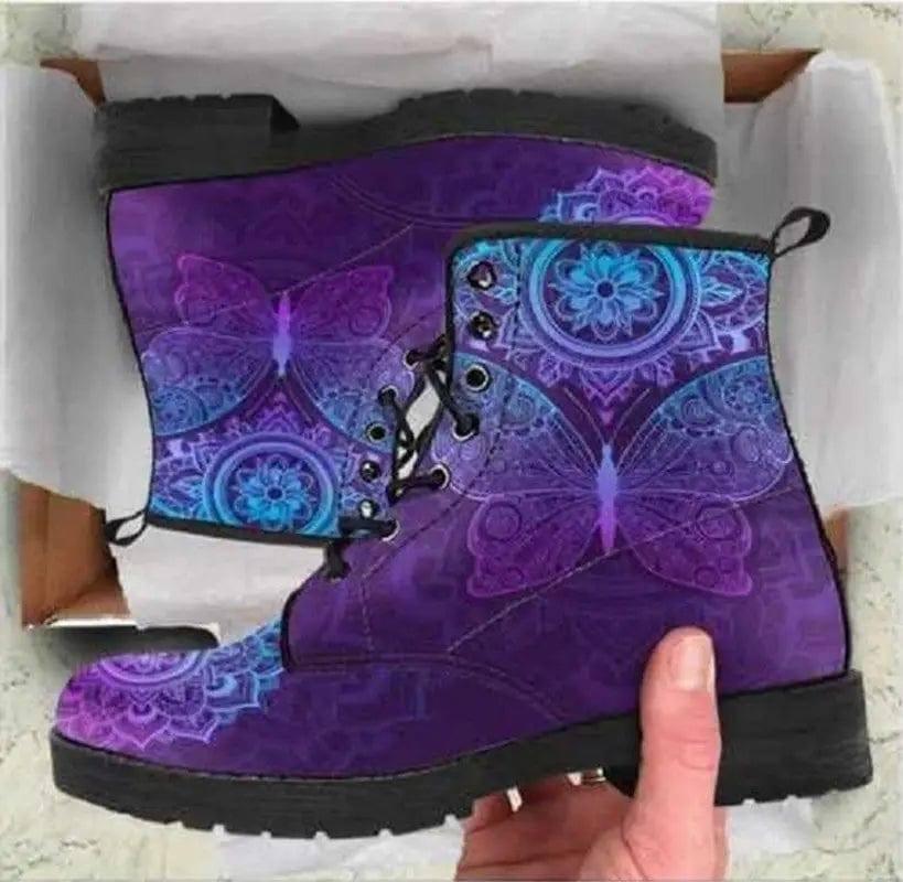 Printed high-top boots women-Purple-7