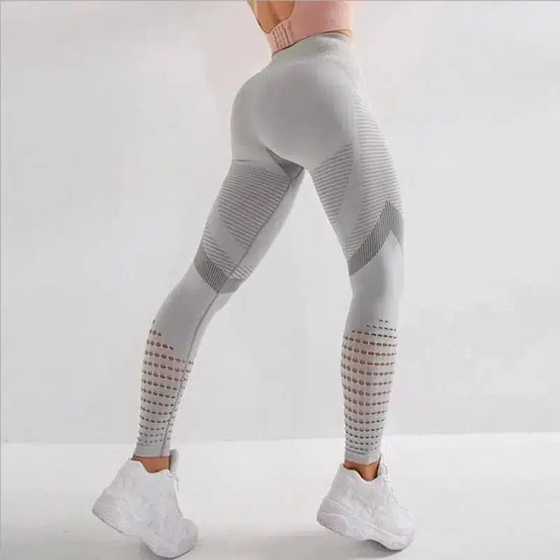 Quick-drying Breathable High-waist Tight Yoga Pants-Grey-2