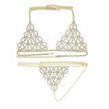 Rhinestone-Embellished Lingerie Set-Golden-2