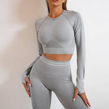 Seamless Yoga Pants Sports Gym Fitness Leggings Or Long-Grey-9