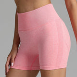 Seamless Yoga Shorts Women Solid Color High Waist Hip-lifting Fitness Pants Running Sweatpants-Light Pink-8