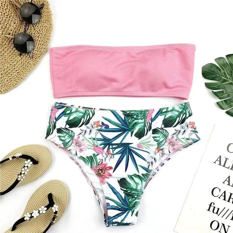 Bandeau Bikini Set Women Print Swimwear-2