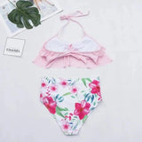 Fashion Multicolor Split Bikini Swimsuit-Pink-1