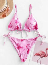 Halter Tie Dye Bikini Set-Pink-5