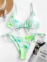 Halter Tie Dye Bikini Set-2blue-8