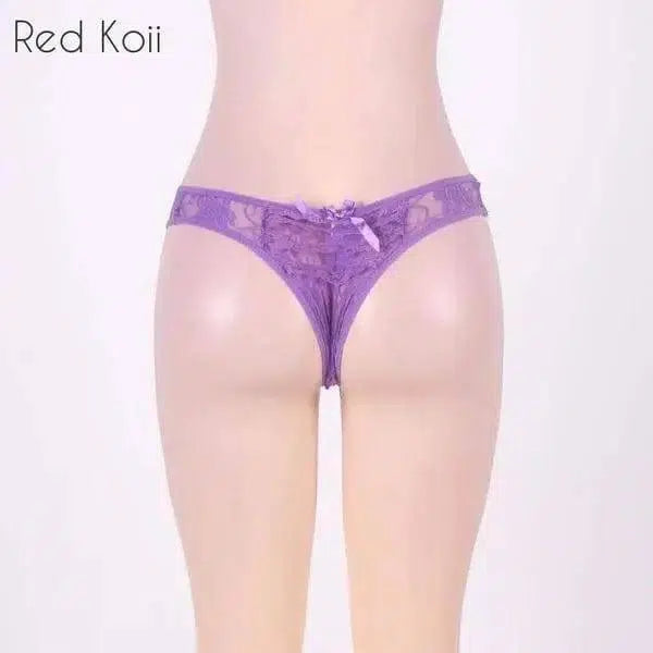 Sexy Lingerie Cut Out Underpants Briefs Lace See Through-Purple-2