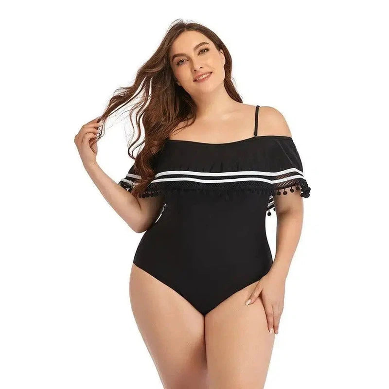 Plus Size One-piece Bikini Swimsuit Swimsuit Factory-Black-1