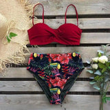 Sexy Print Bikini Female Swimsuit-Red-5