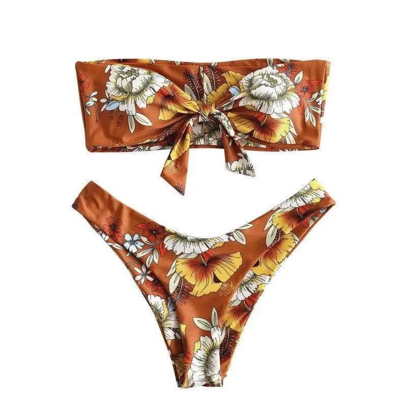 Printed Ladies Bikini Split Swimsuit-Orangeredprinting-1