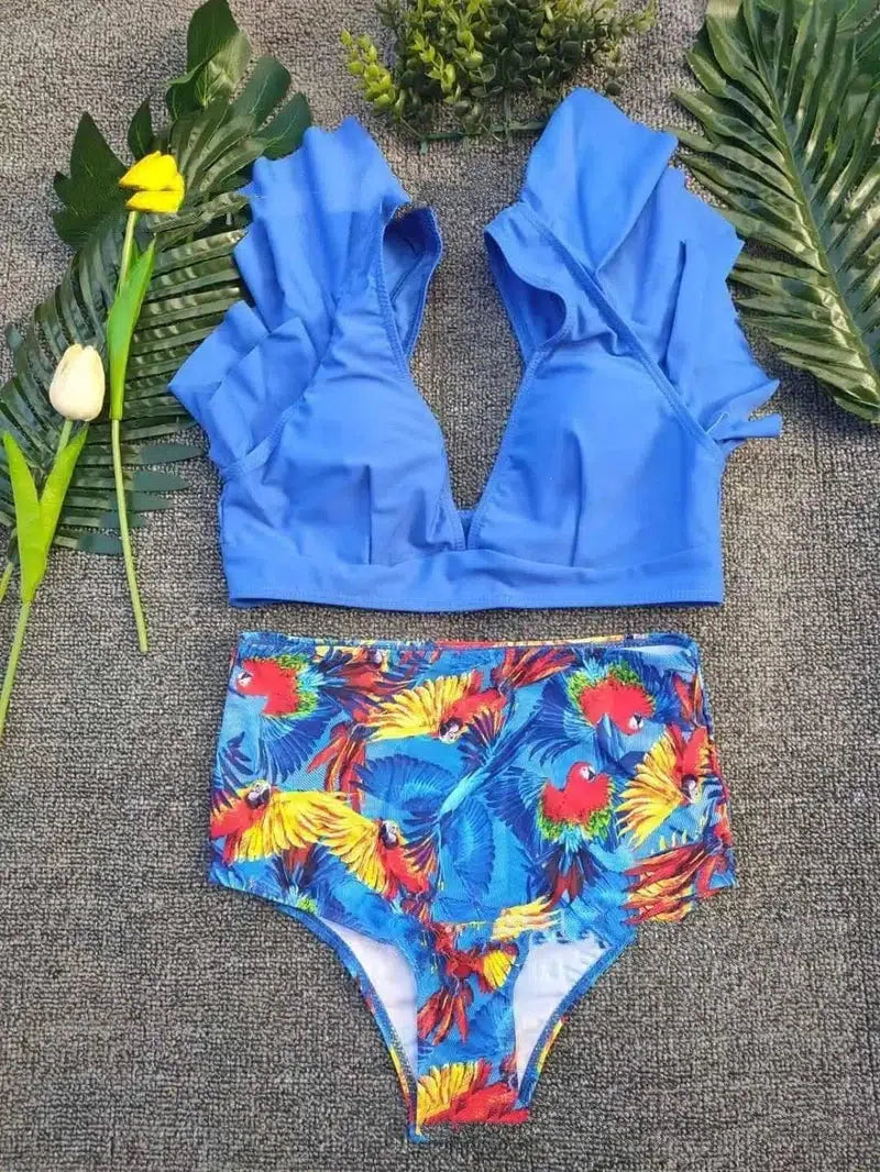 Swimsuit Printed Split Bikini Swimsuit Women Swimwear-Royalblue-4