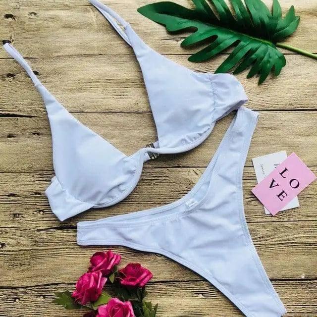 Sexy Women Bikini Beachwear Push-up Swimwear 2019 Swimwear-White-3