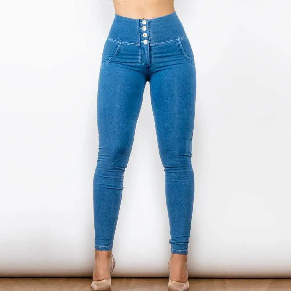 Shascullfites Melody Butt Lifting Jeans High Waist Push Up-Blue-1