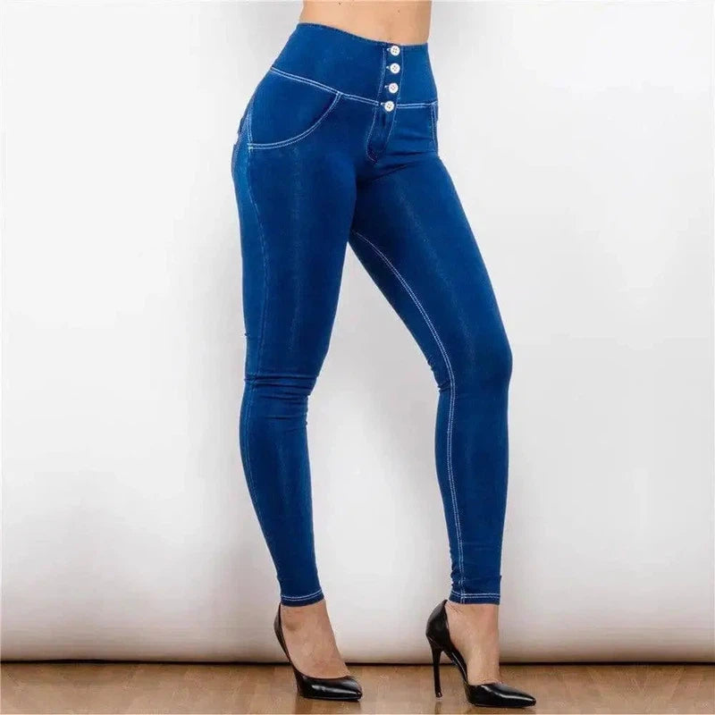 Shascullfites Melody Button Up Jeans Push Up Effect Butt-DarkBlue-1