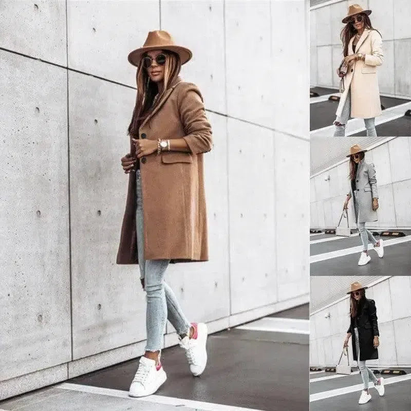 Simple Long Sleeve Button Nizi Coat-1