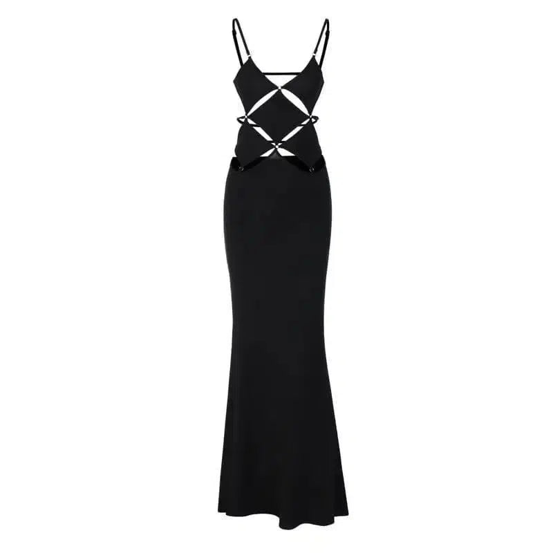 Slim Cut Out Backless Suspender Dress-3