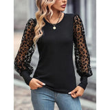 Slim-fit Color Matching Long-sleeved Top-Black-3