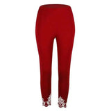 Slim Slimming Printed Cropped Trousers-34Purple red-8