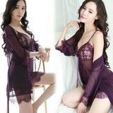 Small Breasts Large Size Three-piece Nightdress-5