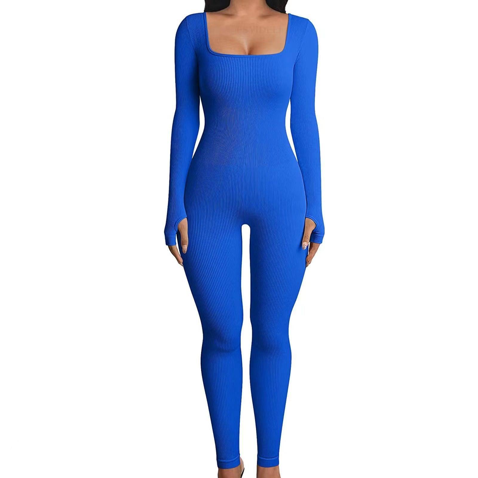 Square Neck And Buttocks Lifting Slim Fitting Jumpsuit-3