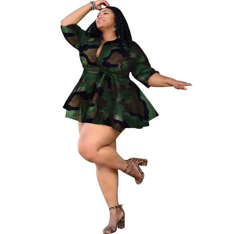 Stylish Camo Dress Outfits for Curvy Figures-green-7