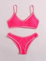 Stylish European & American Solid Color Bikini: Sexy-Pink-1