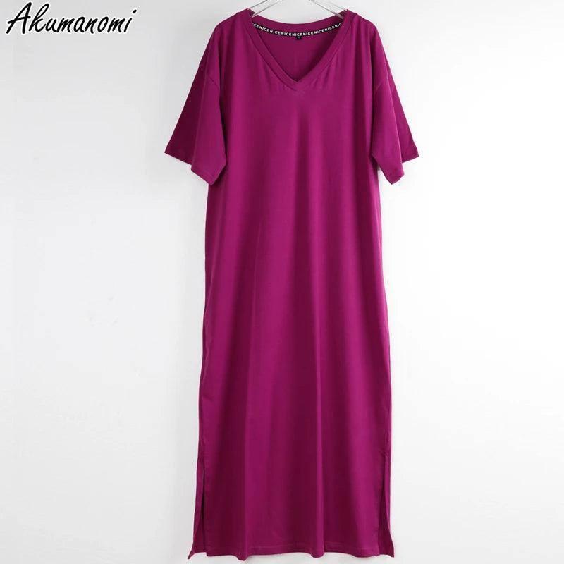 Oversized V Neck Plus Size Women Maxi Dress 4xl 5xl 6xl 7xl 8xl 9xl 10xl Summer Casual Loose Long Korean Harajuku Boho Dresses-5