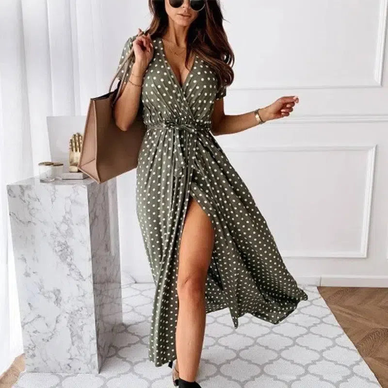 Summer Sexy Polka Dot Casual Dresses-green-9