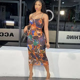 Summer Women's Sling Print Halter Dress-6