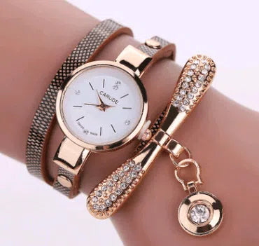 Thin belt fashion ladies watch Casual three-ring winding bracelet watch Women's fashion quartz watch-13